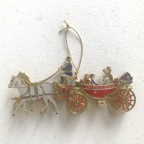 2001 WHITE HOUSE Christmas Ornament Historical Association Carriage Johnson EUC - Picture 4 of 10